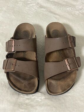 Birkenstocks German Papillio Arizona Flex Platform Brown 38  W7 M5 Strap Buckle
